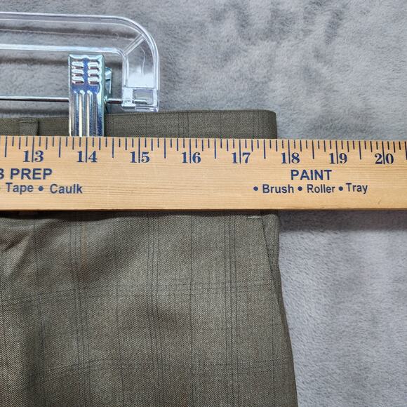 Axist Men 34x29 Brown Check Flat Front Dress Pants Straight Leg Career Office - Picture 8 of 13